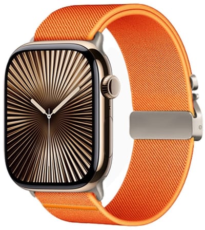 By Qubix - Geschikt voor Apple Watch bandje - Nylon bandje met Parachute sluiting - Oranje - Geschikt voor Apple Watch 44mm / 45mm / 46mm / 49mm (Ultra 1,2 en 3) - nylon - bandje iWatch
