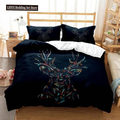 Elk God Van Geluk Zacht En Comfortabel Aanpasbaar Dekbed Beddengoed Sets Beddengoed Set Luxe Dekbedovertrek Gepersonaliseerd Beddengoed EU single(135x200cm)