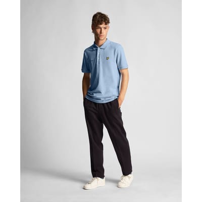 Lyle & Scott lichtblauw poloshirt met gecoordineerde print en korte mouwen