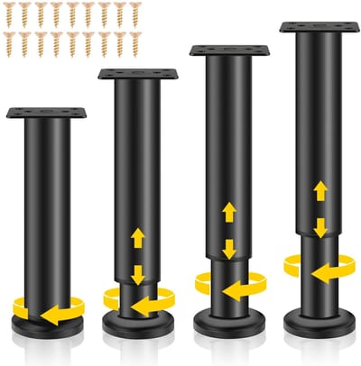 Dailygoods- Meubelpoten Verstelbaar - Meubelverhoger - Kastpoten - Tafelpoten - Bankpoten - Set van 4 - Meubelsteunen