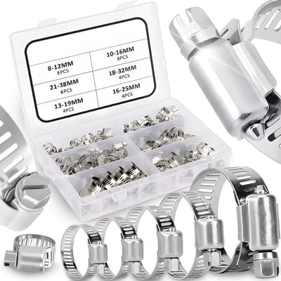Dailygoods- Slangenklemmen Set van 34 - 6 Maten 16-32 mm - Verstelbare Klemmen - Voor Thuis/Garten/Werkplaats - Duurzaam en Betrouwbaar - Slangenklem