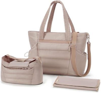 Luiertas Tote - Babytas Mama Tas - Babyverzorging Onderweg - Grote Capaciteit Puffer - 35 x 25 x 11 cm