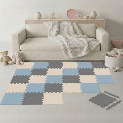 27-delige Kinder Puzzelmat - TÜV-getest - 30x30 cm EVA Foam Tegels met Randen - Opvouwbare Speelmat met Antislip Oppervlak - Isolerende Vloermat voor Kinderkamer