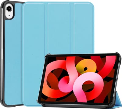 Hoesje Geschikt voor Apple iPad Air 5 (2022) - 10.9 inch - 5e Generatie - M1 - Dun & Stevig - Trifold Bookcase - Hard Cover - Hardcover Book Case - Tablet Hoes - Lichtblauw