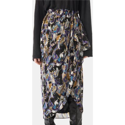 IRO Paris Dola Skirt Black/purple Maat: S | Midi Rokken Outlet | Dames | Zwart