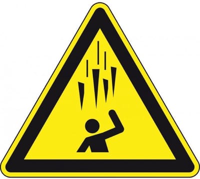 Waarschuwingssticker vallende ijspegels - ISO 7010 - W039 100 mm