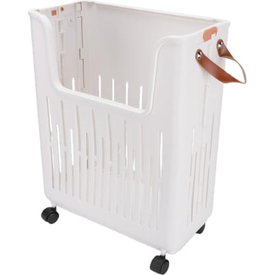 Panier à Linge Roulant Pliable Gain de Place Design Creux Panier à Linge Sale pour la Maison white