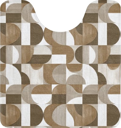 WC mat met uitsparing 55x60 cm - Antislip - Abstract - Retro - Bruin - Toiletmat met uitsnijding - Vloermat - Douchemat - Toilet tapijt - Toiletmatten