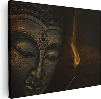 Artaza Canvas Schilderij Boeddha - 80x60 cm - Wanddecoratie Spiritueel - Muurdecoratie Woonkamer - Schilderijen Op Canvas