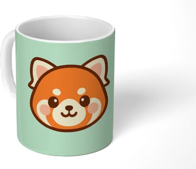 Mok - Koffiemok - Rode panda - Groen - Cartoon - Mokken - 350 ML - Beker - Koffiemokken - Theemok