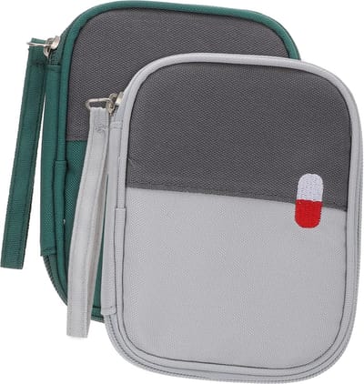 Azalia 2 Stuks EHBO-tas Small- EHBO-tas - Medische Tas - Toilettas - Waterdicht - Multifunctioneel - Draagbaar 14x11x2cm(grijs,groen )
