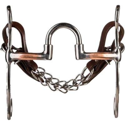 Mors western bridon voor paard met koperen bekleding en korte gravures. Metalab BF