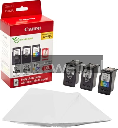 Canon Inktcartridge PG-560 + PG-560 + PG-561 photo value pack (PG-560XL) Zwart + 3 kleuren Multipack