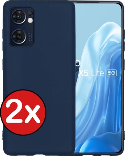 Hoesje - 2 Stuks - Geschikt voor OPPO Find X5 Lite - Sterk & Shockproof - Telefoonhoes - Back Cover - Case Siliconen - Telefoon Hoes - Donkerblauw