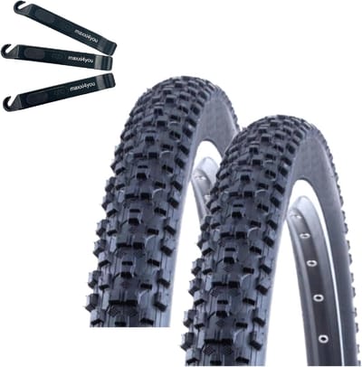 MTB Banden Set - Allround Banden - Offroad Fietsen - Inclusief Bandenlichters - 275 Inch - Zwart