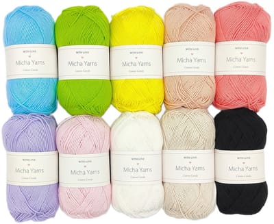 Micha Yarns - 10 bollen haakkatoen pakket - 100% katoen haakgaren - 10 x 50gram - Cotton Candy - Rainbow Pastel (002)
