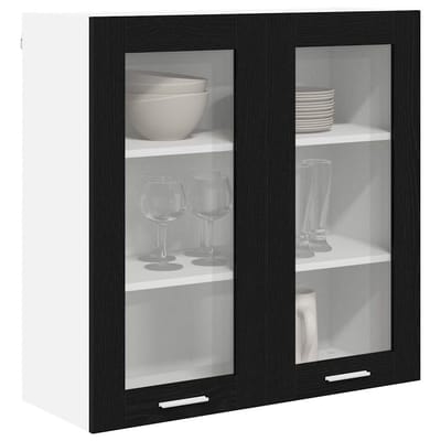 vidaXL - Hangkast - Zwart - Eiken - 80 - x - 31 - x - 80 - cm - Bewerkt - hout