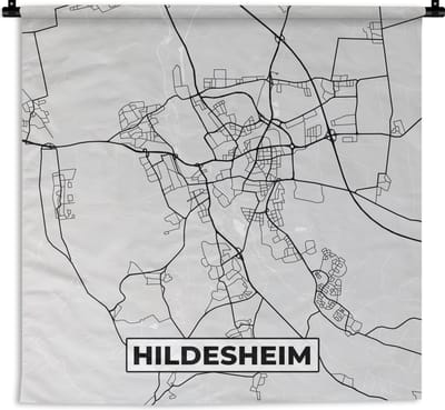 Wandkleed - Wanddoek - Hildesheim - Kaart - Stadskaart - Duitsland - Plattegrond - 180x180 cm - Wandtapijt