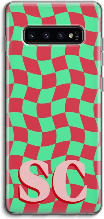 Gepersonaliseerd - Case Company® - Hoesje geschikt voor Samsung Galaxy S10 4G hoesje - Grid Monogram - Soft Cover Telefoonhoesje - Bescherming aan alle Kanten en Schermrand