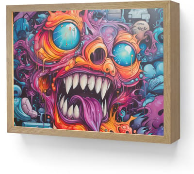 Wandlamp 40x30 cm - Oplaadbaar - Monster - Graffiti - Kleuren - Oranje - Wandlampen binnen woonkamer - Slaapkamer lamp - Decoratieve nachtlamp - Vloerlamp draadloos