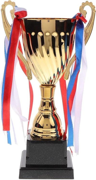 Gouden Metalen Trofee - Winnaars Prijs - Sportevenement Beloning - Stevige Stabiele Voet - 38 cm Hoog - Goud