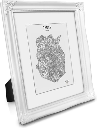 Antiek fotolijst 25 x 20 cm - Shabby chic met passe-partout voor 13x18 foto's - Glasfront - 3 cm lijstbreedte - Rococo barok stijl - Antiek wit