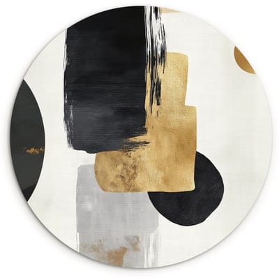 WallCircle® Wandcirkel 120x120 cm - Muurcirkel Goud - Rechthoeken - Cirkels - Abstract - Muurdecoratie woonkamer - Wanddecoratie slaapkamer - Kamer decoratie accessoires - Ronde schilderijen XXL
