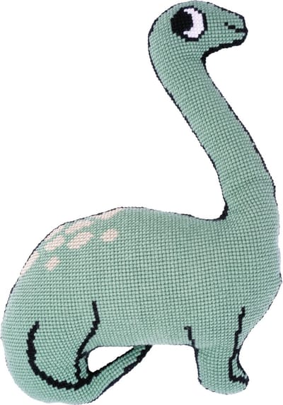 Vervaco - Kruissteekvormkussen kit met rug - Eva Mouton - Dino - PN-0199828 - Borduren - Borduurpakket - Borduurpakket volwassenen - Borduurpakket kind