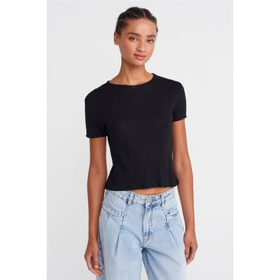 Dames Geribbelde Crop T-Shirt