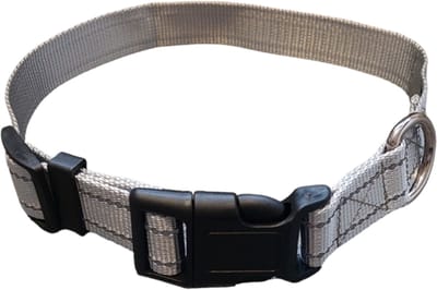 Rieba® Halsband Hond - Hondenhalsband - Reflecterend - Zeer Sterk - Verstelbaar - Geschikt voor elke Hondenriem - Honden - Grijs - Maat L