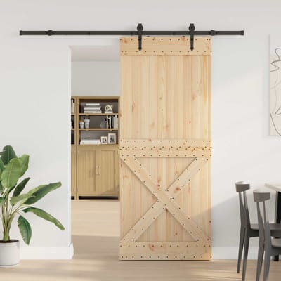 vidaXL - Schuifdeur - NARVIK - Naturel - en - Zwart - 95 - x - 210 - cm - (213,5 - cm)