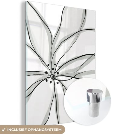 MuchoWow® Glasschilderij 120x160 cm - Schilderij acrylglas - Bloemen - Abstract - Design - Foto op glas - Schilderijen