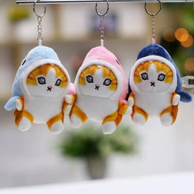 2s/lot Mignon 10cm Animal Requin Crevette Frite Chat Poupée Peluche Pendentif Porte-clés Jouets pour Enfants Cadeau