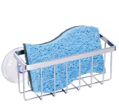 1 stuk keuken gootsteen sponshouder - gootsteen zuig sponshouder - gootsteen organizer - sponsrek - zuignap-afvoerrek - voor spoelbakken in de keuken - 16 x 6 x 6 cm