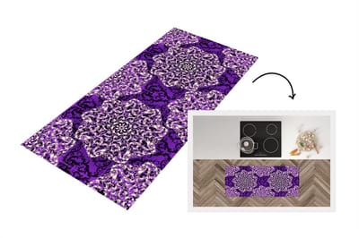 Keukenloper - Loper keuken - Roos - Paars - Patronen - Barok - 120x50 cm - Keukenloper vinyl
