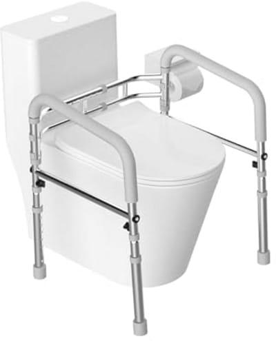 Verstelbare Toiletsteun - Aluminium Vloermontage voor Senioren, Antislip Ondersteuning