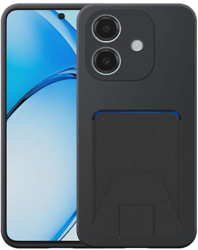Geschikt voor Oppo A3 / A3X / A60 5G Telefoonhoesje met Verstelbare Leren Pasjeshouder - Flexible Back Cover Case Siliconen TPU with Adjustable Leather Cardslot - Zwart - Smartphonica geschikt voor Oppo A3;Oppo A3X