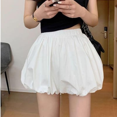 Nieuwe shorts met bloemknopjes voor dames, rokken voor de lente, smalle, hooggetailleerde bloomerbroekjes, casual broeken met wijde pijpen XXXL black