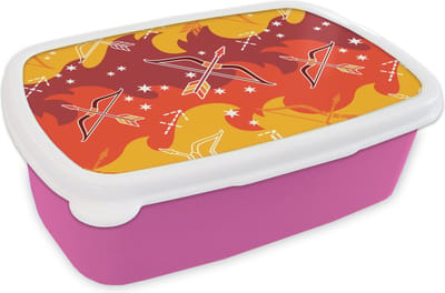 Broodtrommel Roze - Lunchbox - Brooddoos - Boogschutter - Zodiac - Design - 18x12x6 cm - Kinderen - Meisje