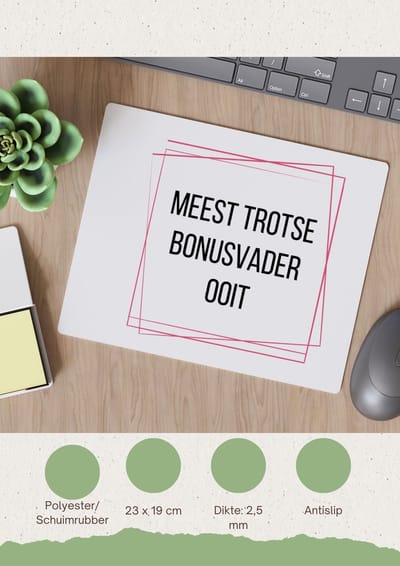 Akyol - meest trotse bonusvader ooit Muismat - Papa - trotse bonusvader - vader cadeautjes - vaderdag - verjaardagscadeau - verjaardag - cadeau - geschenk - kado - gift - vader artikelen - 23 bij 19 cm