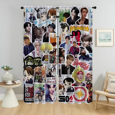 Moderne Woonkamer Gordijnen 2 Stuks KPOP-straykides Tule voor Slaapkamer Halloween Decoratie Verduisterende Gordijnen Shades Scheidingswand W50xH70cmx2pcs-CL