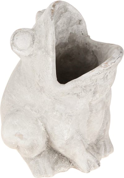 Kikker decoratieve plantenbak bloempot betongrijs H18,5cm