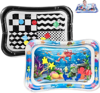 Aurixi® Waterspeelmat Baby - Watermat - Speelkleed – Kraamcadeau - Opblaasbaar – Waterspeelgoed – 2 Pack- Blauw- 16cm 15cm x 10cm