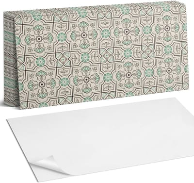 Coloray Plaktegels - Patroon met geometrische motieven Zelfklevende Wandtegels - 40 cm x 20 cm - Beige Plaktegels - 10 stuks - Rechthoek PVC Tegels - Plaktegels Badkamer - Vloertegels Zelfklevend - Vinyl Tegels Zelfklevend - Portugese Tegels