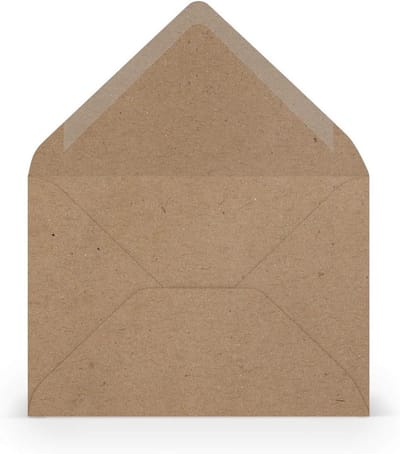 250 Kraftpapier Enveloppen C6 zonder Venster - 100 g/m² - Puntige Klep & Natte Plakrand