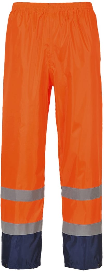 Portwest Hi-Vis Klassieke Tweekleuren Regenbroek H444 - Oranje/Marine - XXL