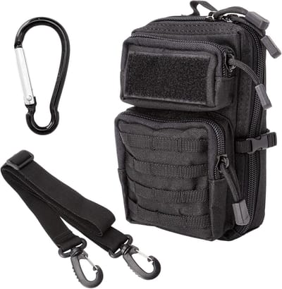 Multifunctionele EDC Heuptas voor Kamperen, Wandelen en Fietsen met Schouderriem en Carabiner