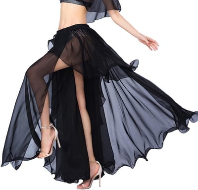 Sexy Lange Chiffon Belly Dance Rok voor Vrouwen - Elegante Danskleding voor Oriëntaalse Dans en Performances
