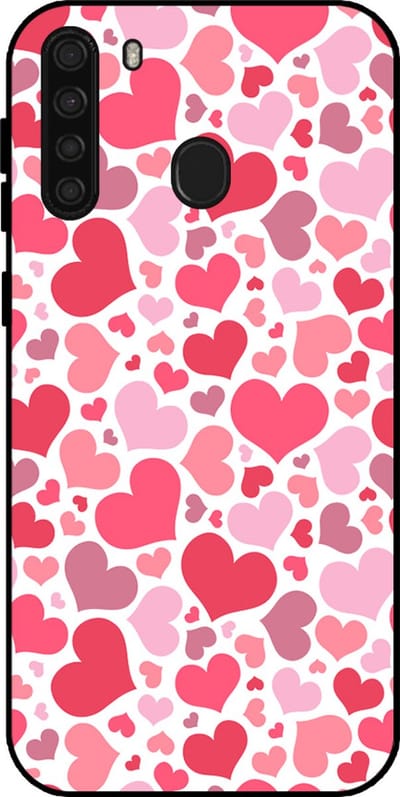 Smartphonica Telefoonhoesje Geschikt voor Samsung Galaxy A21 met Hartjes Print - Hearts Design TPU Backcover Case - Kinder Hoesje met Hartjes Design geschikt voor Samsung Galaxy A21