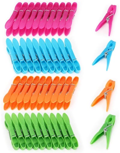GELLDG 60 wasknijpers - 4 kleuren - Kunststof - Met stevige buitenveer - Antislip design - Geschikt voor waslijnen en kledingrekken